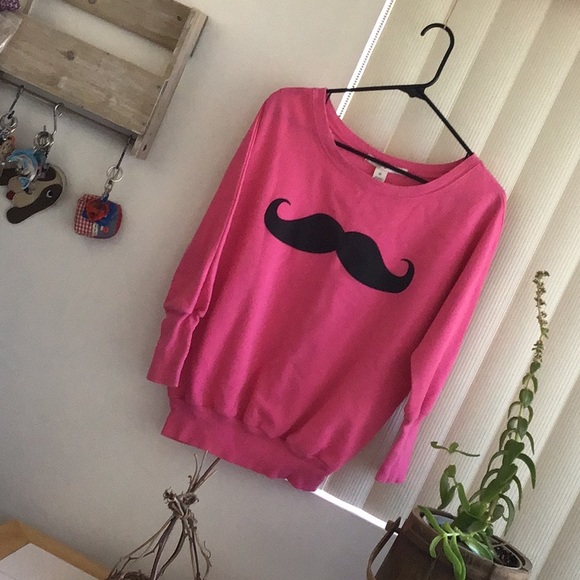 Derek Heart Tops - ‘Derek Heart’ Fun Mustache Sweatshirt